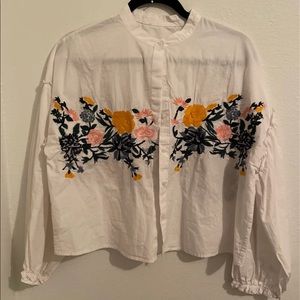 Embroidered button up top